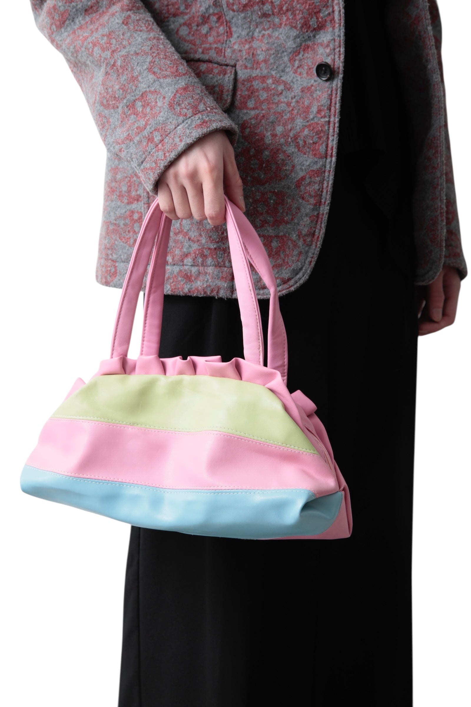 TRICOLOR RUFFLED LEATHER BAG