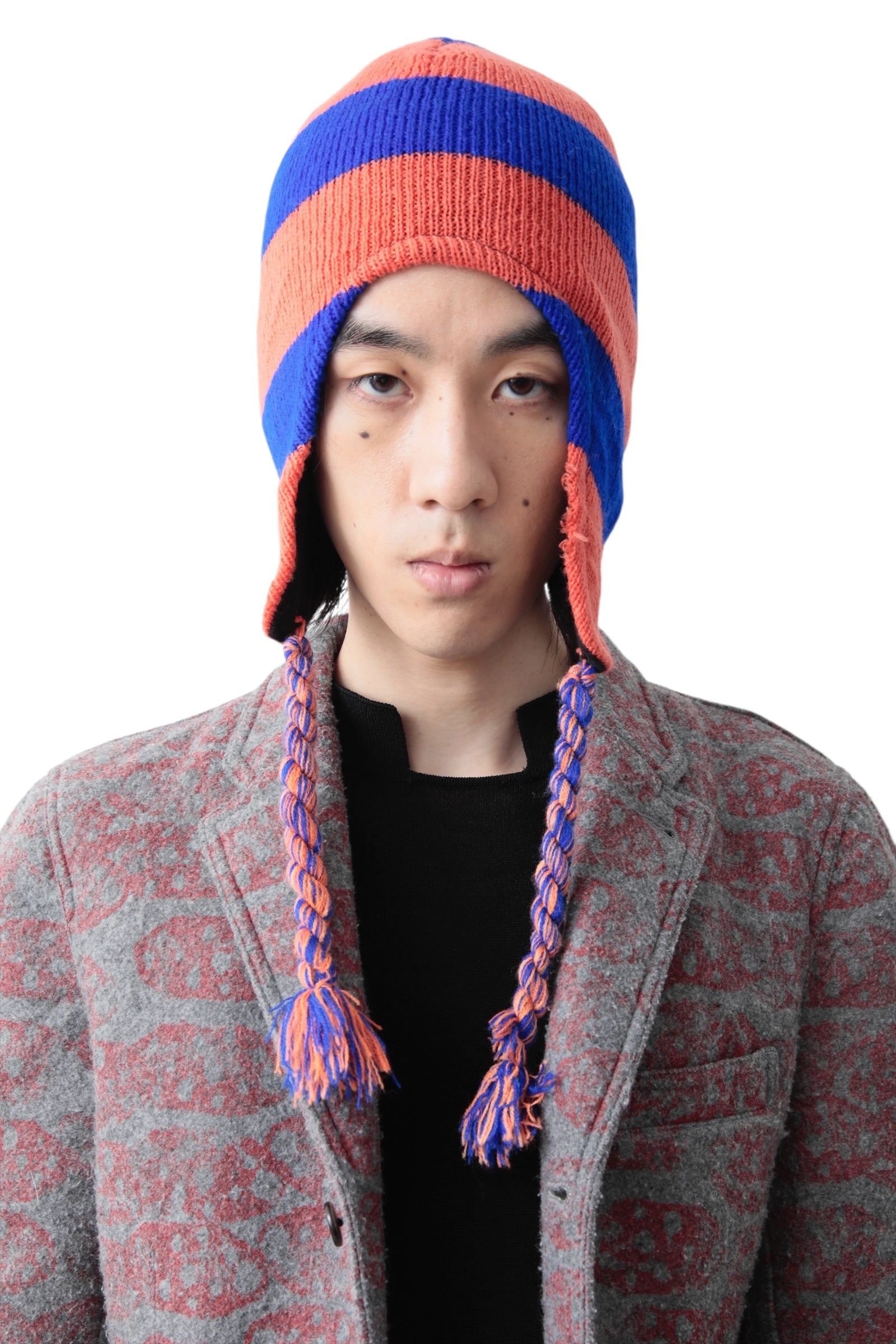 BORDER POMPOM BEANIE