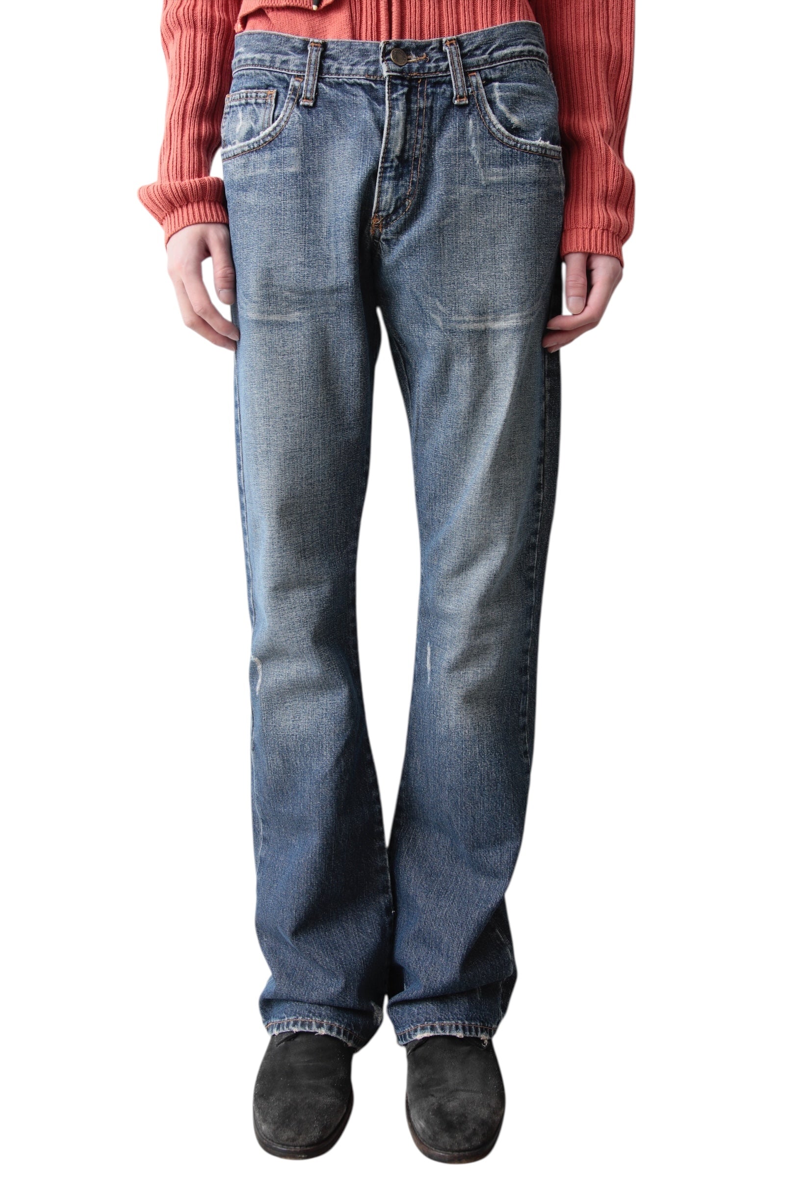 UK EMBROIDERY FLARE DENIM PANTS