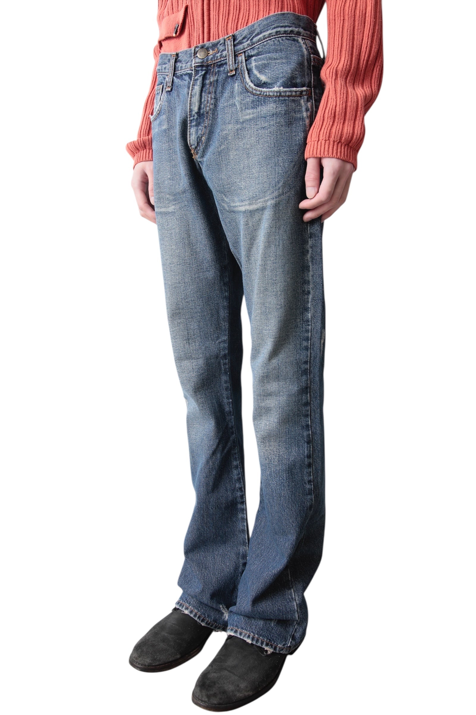 UK EMBROIDERY FLARE DENIM PANTS