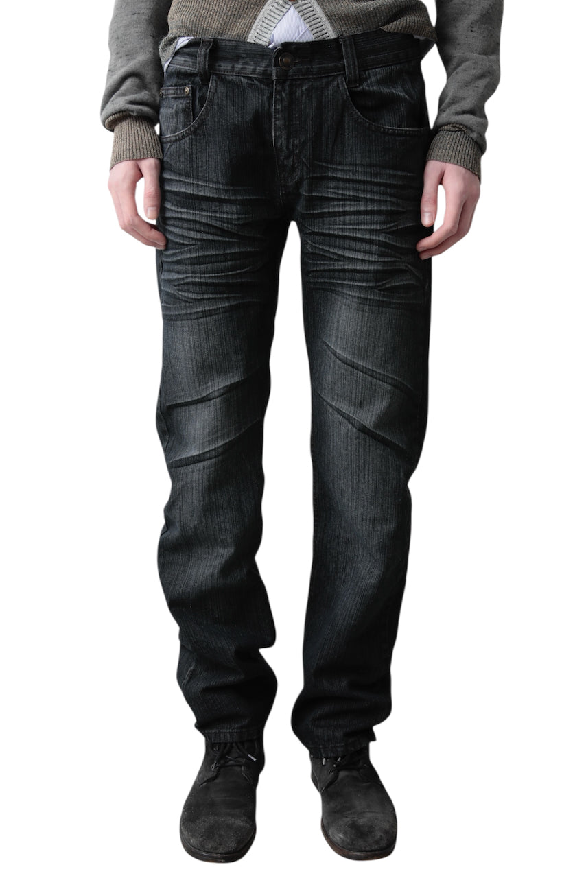 FADED BLACK STRAIGHT DENIM PANTS