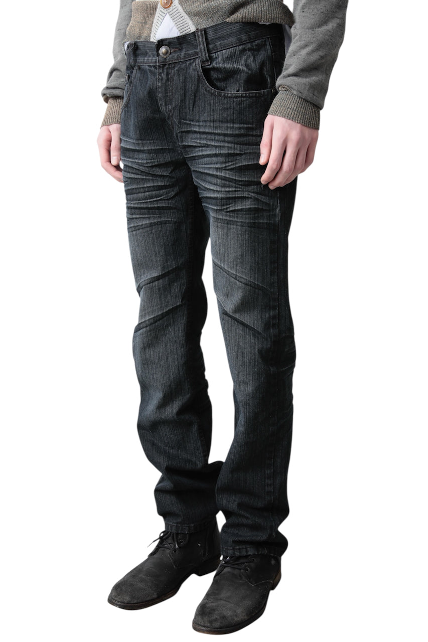 FADED BLACK STRAIGHT DENIM PANTS