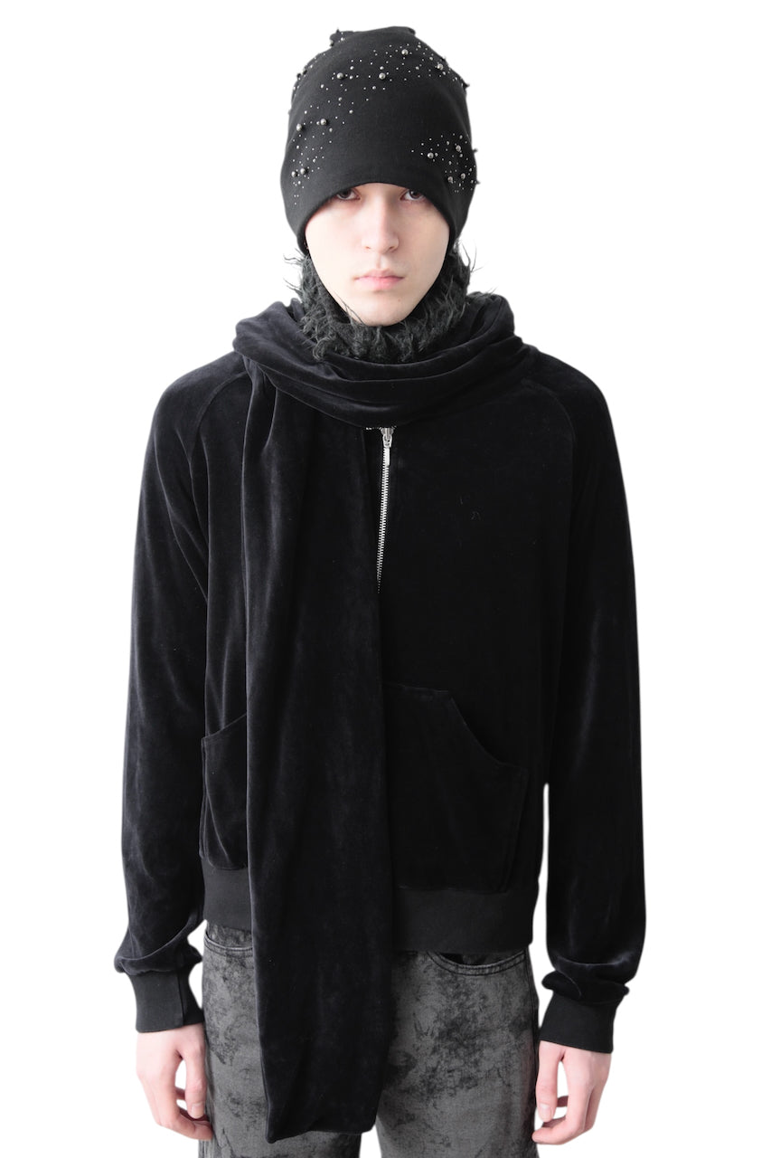 DKNY SCARF DOCKING VELVET HOODIE