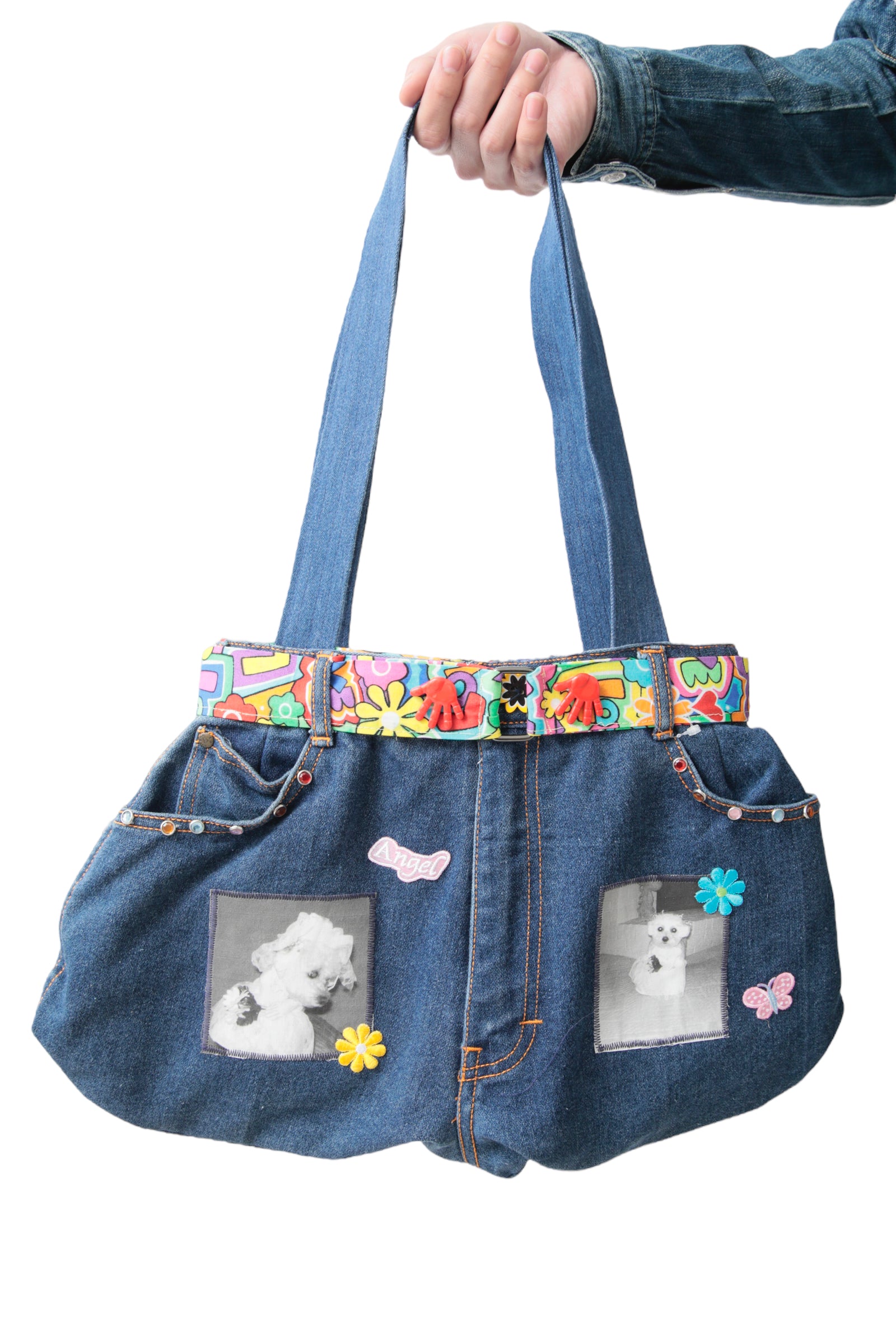 HIPPIE MOTIF DENIM HAND BAG