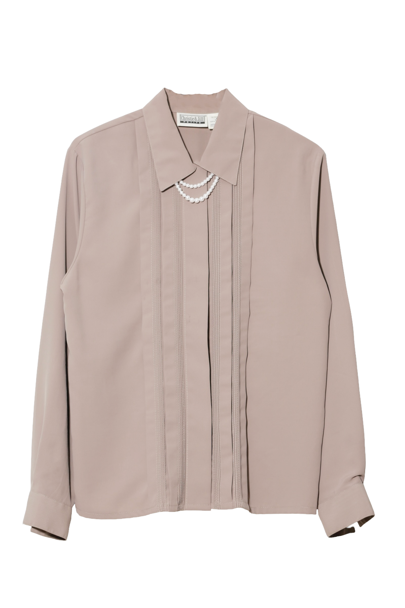 PEARL NECKLACE FRILL SHIRT